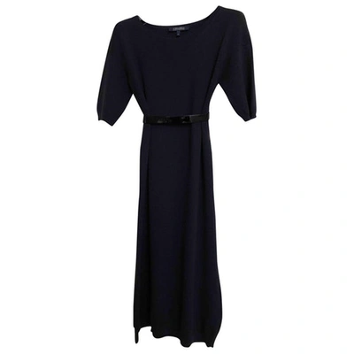 Pre-owned Max Mara Wool Mid-length Dress In Navy