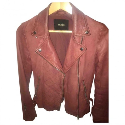 Pre-owned Iro Leather Biker Jacket In Burgundy