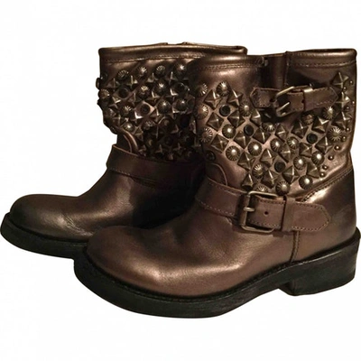 Pre-owned Ash Leather Biker Boots In Metallic