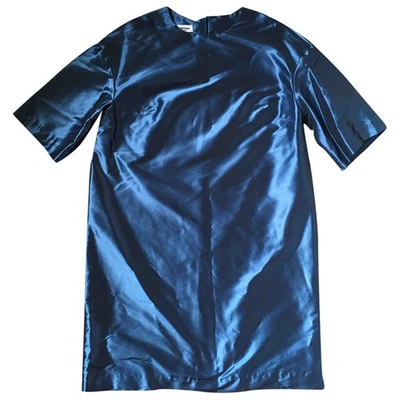 Pre-owned Au Jour Le Jour Silk Mid-length Dress In Blue