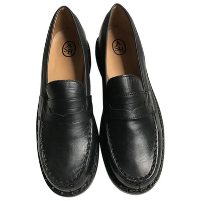 Pre-owned Ash Leather Flats In Black