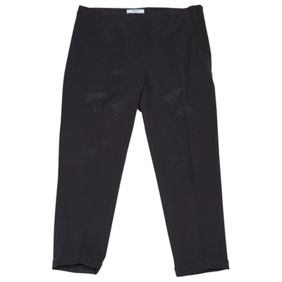 Pre-owned Lanvin Wool Straight Pants In Navy