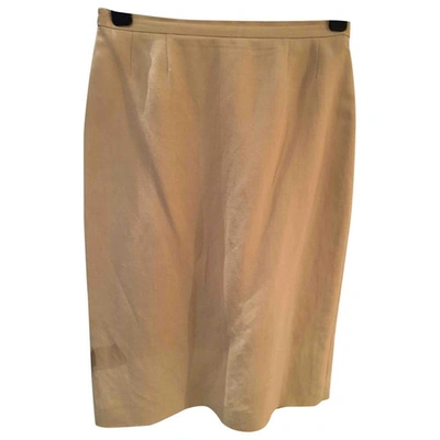 Pre-owned Max Mara Linen Mid-length Skirt In Beige