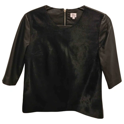 Pre-owned Iris & Ink Leather Top In Black