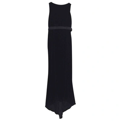 Pre-owned Carolina Herrera Velvet Maxi Dress In Navy