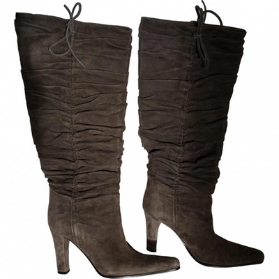 Pre-owned Mima Leather Boots In Anthracite