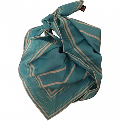 Pre-owned Gucci Silk Neckerchief In Turquoise