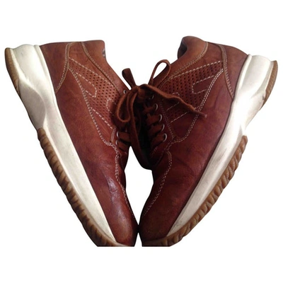 Pre-owned Hogan Leather Trainers In Camel