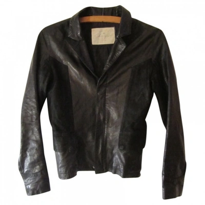 Pre-owned Chevignon Leather Biker Jacket In Black