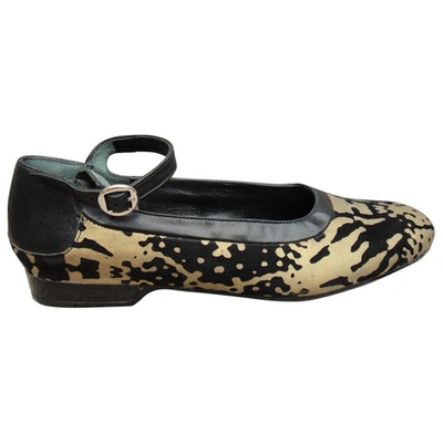 Pre-owned Robert Clergerie Ballet Flats In Black