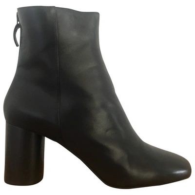 Pre-owned Sandro Leather Ankle Boots In Black