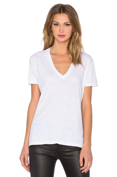 Monrow V-neck Short-sleeve Slub Jersey Tee In White