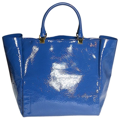 Pre-owned Lanvin Patent Leather Handbag In Blue