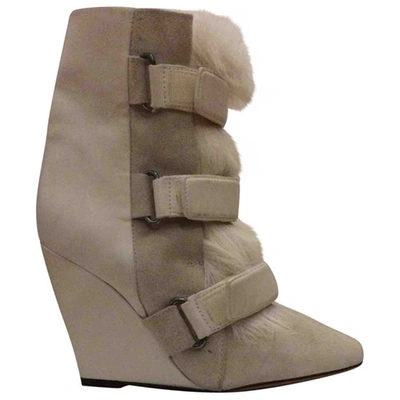 Pre-owned Isabel Marant Leather Ankle Boots In White