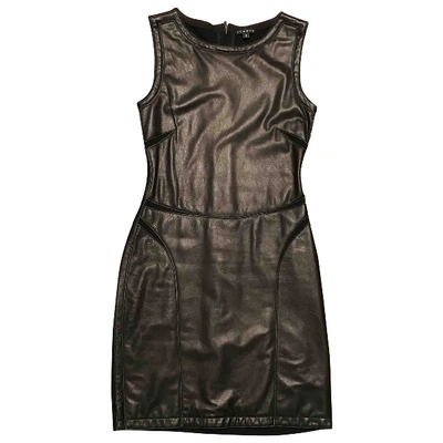 Pre-owned Theory Leather Mini Dress In Black