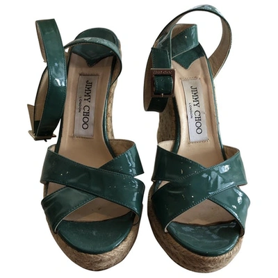 Pre-owned Jimmy Choo Patent Leather Sandals In Green