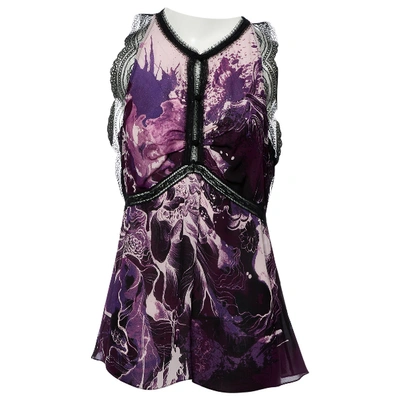 Pre-owned Roberto Cavalli Silk Top In Purple