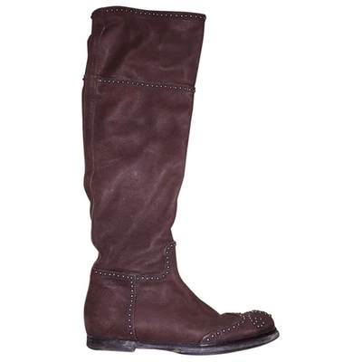 Pre-owned Miu Miu Biker Boots In Brown