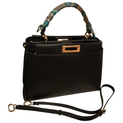 Pre-owned Fendi Peekaboo Leather Handbag In Black