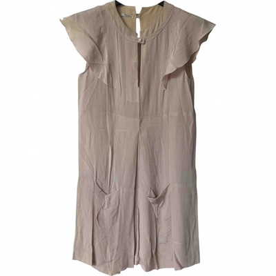Pre-owned Miu Miu Silk Mid-length Dress In Beige