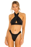 Norma Kamali Crisscross Halter Bikini Top In Black