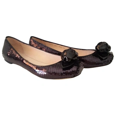 Pre-owned Emporio Armani Leather Ballet Flats In Black