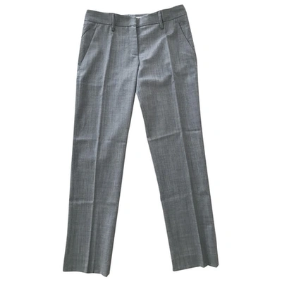 Pre-owned Prada Wool Straight Pants In Grey