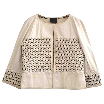 Pre-owned Fendi Leather Jacket In White