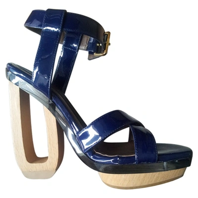 Pre-owned Marni Patent Leather Sandals In Blue