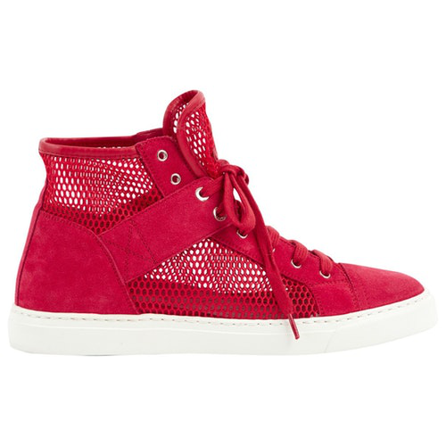 Pre-Owned Chanel Red Suede Trainers | ModeSens