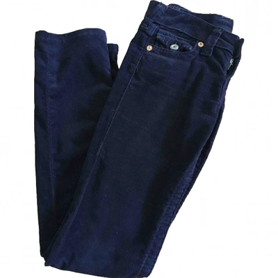 Pre-owned True Religion Velvet Straight Pants In Navy