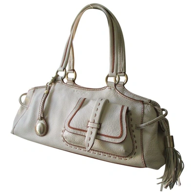 Pre-owned Lancel 1er Flirt Leather Mini Bag In Beige