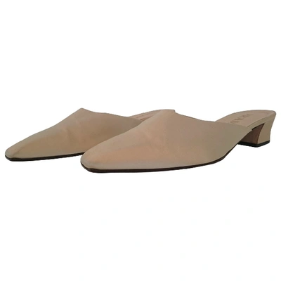 Pre-owned Prada Leather Mules In Beige