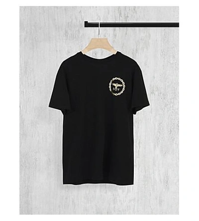 Boy London Eagle-print Cotton-jersey T-shirt In Black/gold