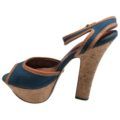 Pre-owned Sergio Rossi Cloth Sandals In Blue