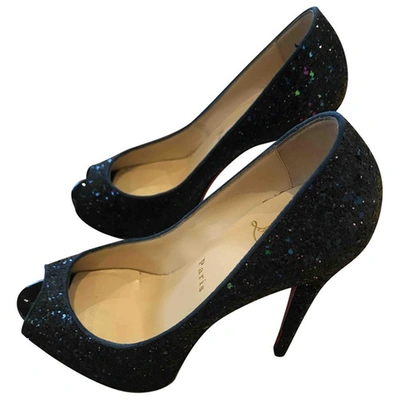 Pre-owned Christian Louboutin Glitter Heels In Navy