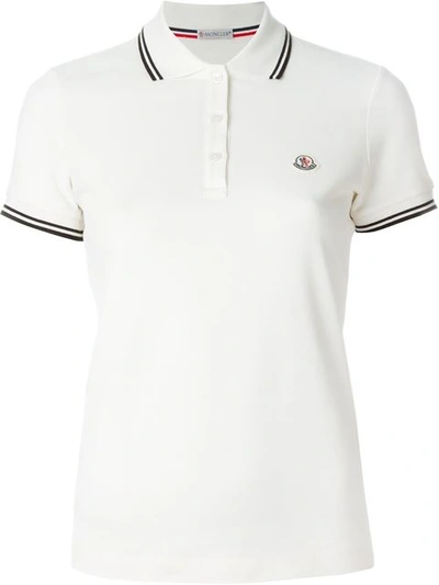 Moncler Piped Collar Polo Shirt In White