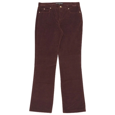 Pre-owned Ralph Lauren Velvet Straight Pants In Burgundy