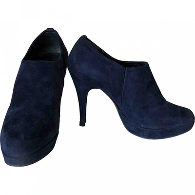 Pre-owned Stuart Weitzman Blue Suede Ankle Boots