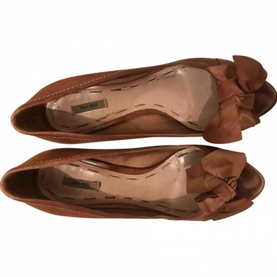 Pre-owned Miu Miu Leather Heels In Brown