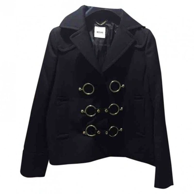 Pre-owned Moschino Wool Coat In Black