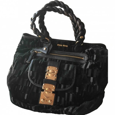 Pre-owned Miu Miu Velvet Handbag In Black