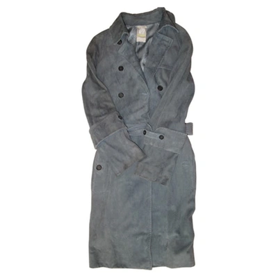 Pre-owned Nina Ricci Blue Suede Trench Coat