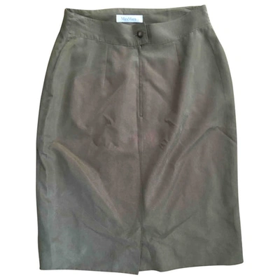 Pre-owned Max Mara Silk Skirt In Green