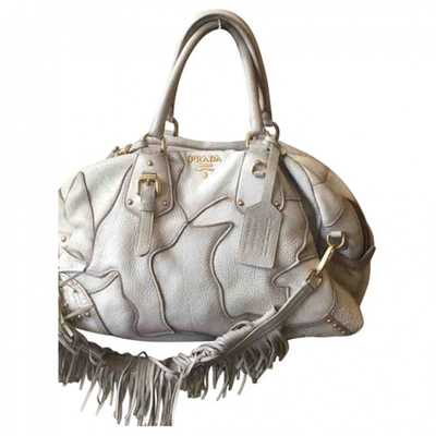Pre-owned Prada Leather Handbag In Grey
