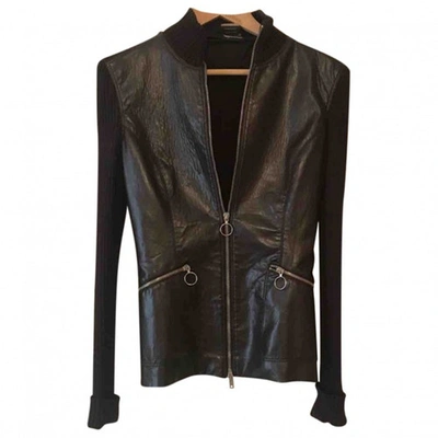 Pre-owned Moschino Leather Jacket In Brown