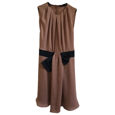 Pre-owned Pinko Silk Mini Dress In Brown