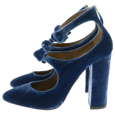 Pre-owned Aquazzura Velvet Heels In Blue