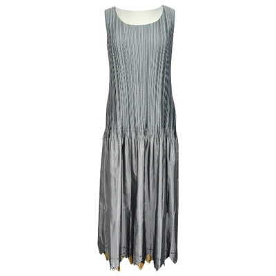 Pre-owned Issey Miyake Maxi Dress In Silver