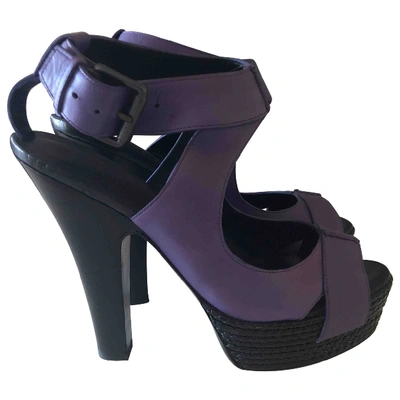 Pre-owned Bottega Veneta Leather Sandals In Purple